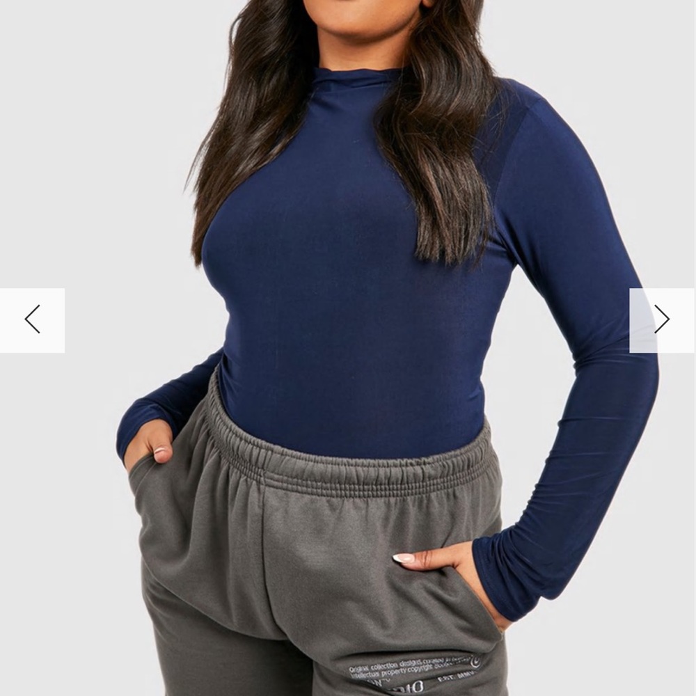 NWT Navy mock neck long sleeve bodysuit